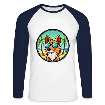 Mudi Hunderasse Cartoon Sonnenbrille Strand - Unisex Baseballshirt langarm - Weiß/Navy - Vorne - Nik (191cm)