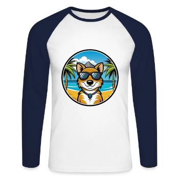 Neuseeländische Huntaway Hunderasse Cartoon Sonnenbrille - Unisex Baseballshirt langarm - Weiß/Navy - Vorne - Nik (191cm)