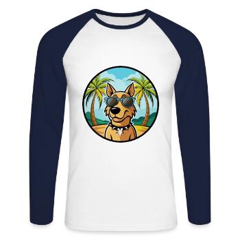 Jamthund Dog Breed Cartoon Sunglasses Beach - Unisex Long Sleeve Baseball T-Shirt - white/navy - Front - Nik (191cm)