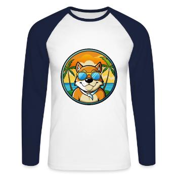 Lunettes de soleil de chasse de race de chien de garde de Moscou plage - T-shirt baseball manches longues Homme - blanc/marine - Devant - Nik (191cm)