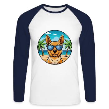 Lancashire Heeler Hunderasse Cartoon Sonnenbrille Strand - Unisex Baseballshirt langarm - Weiß/Navy - Vorne - Nik (191cm)