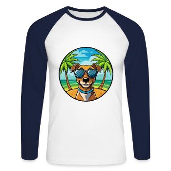Patterdale Terrier Hunderasse Cartoon Sonnenbrille - Unisex Baseballshirt langarm - Weiß/Navy - Vorne - Nik (191cm)
