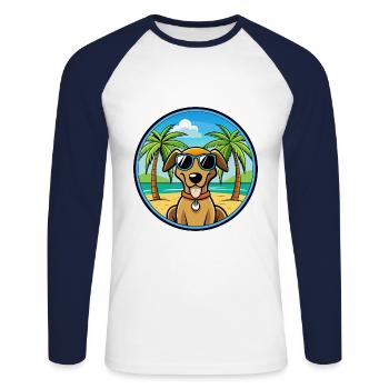Polonais Chien Chien Race Dessin Animé Lunettes De Soleil Plage - T-shirt baseball manches longues Homme - blanc/marine - Devant - Nik (191cm)
