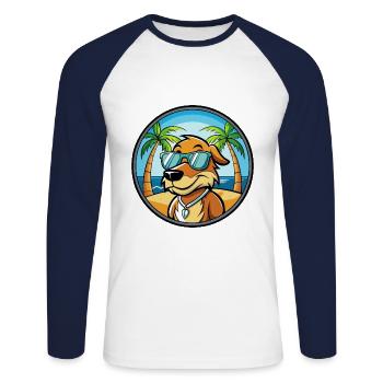 Poitevin Hound Dog Breed Cartoon Sunglasses Beach - Unisex Long Sleeve Baseball T-Shirt - white/navy - Front - Nik (191cm)