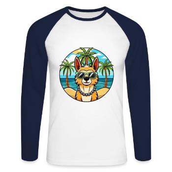 Lunettes de soleil péruviennes inca orchidée chien race dessin animé - T-shirt baseball manches longues Homme - blanc/marine - Devant - Nik (191cm)
