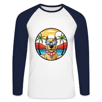 Norwegischer Windhund Rasse Cartoon Sonnenbrille Strand - Unisex Baseballshirt langarm - Weiß/Navy - Vorne - Nik (191cm)