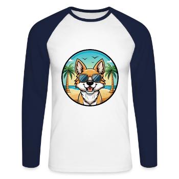 Phalene Chien Race Dessin Animé Lunettes De Soleil Plage - T-shirt baseball manches longues Homme - blanc/marine - Devant - Nik (191cm)