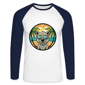 Pumi Hunderasse Cartoon Sonnenbrille Strand - Unisex Baseballshirt langarm - Weiß/Navy - Vorne - Nik (191cm)