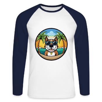 Perdiguero Navarro Hunderasse Cartoon Sonnenbrille - Unisex Baseballshirt langarm - Weiß/Navy - Vorne - Nik (191cm)