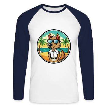 Polonais Chien De Chasse Race Dessin Animé Lunettes De Soleil Plage - T-shirt baseball manches longues Homme - blanc/marine - Devant - Nik (191cm)