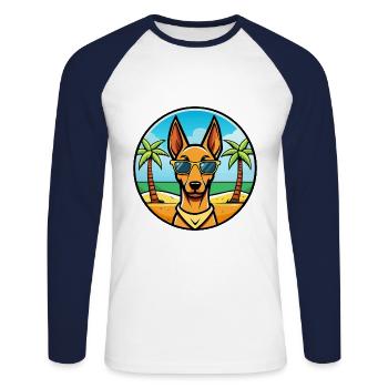 Pharaoh Hound Dog Breed Cartoon Sunglasses Beach - Unisex Long Sleeve Baseball T-Shirt - white/navy - Front - Nik (191cm)