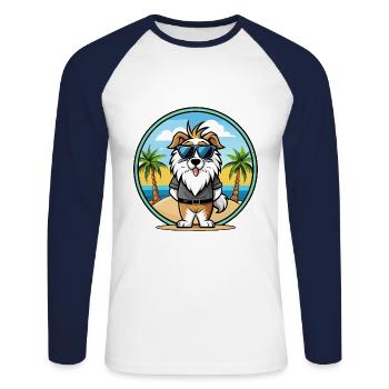 Picardy Sheepdog Breed Cartoon Sunglasses Beach - Unisex Long Sleeve Baseball T-Shirt - white/navy - Front - Nik (191cm)