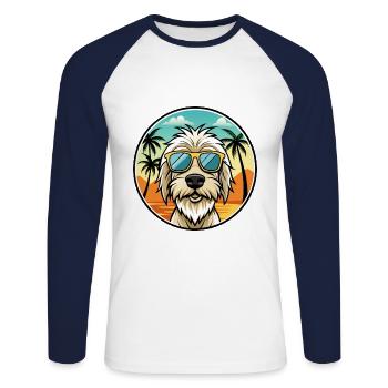 Spinone Italiano Dog Breed Cartoon Sunglass Beach - Unisex Long Sleeve Baseball T-Shirt - white/navy - Front - Nik (191cm)