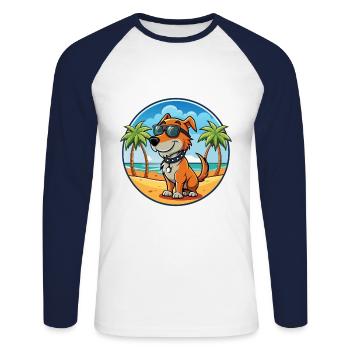 Lunettes de soleil polonaises de race de chien de chasse - T-shirt baseball manches longues Homme - blanc/marine - Devant - Nik (191cm)