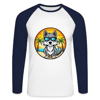 Saarloos Wolfdog Rasse Cartoon Sonnenbrille Strand - Unisex Baseballshirt langarm - Weiß/Navy - Vorne - Nik (191cm)