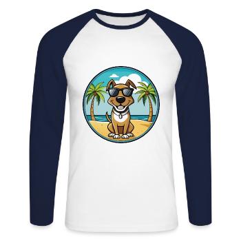 Schweizer Laufhund Dog Breed Cartoon Sunglasses - Unisex Long Sleeve Baseball T-Shirt - white/navy - Front - Nik (191cm)