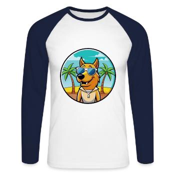Smaland Hound Chien Race Dessin Animé Lunettes De Soleil Plage - T-shirt baseball manches longues Homme - blanc/marine - Devant - Nik (191cm)