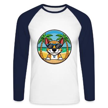 Serbischer dreifarbiger Laufhund Rasse Cartoon Strand - Unisex Baseballshirt langarm - Weiß/Navy - Vorne - Nik (191cm)