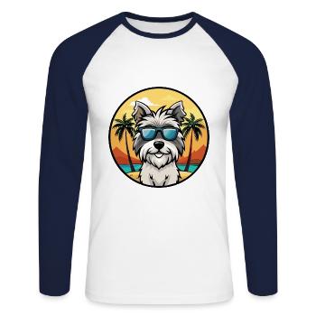 Skye Terrier Hunderasse Cartoon Sonnenbrille Strand - Unisex Baseballshirt langarm - Weiß/Navy - Vorne - Nik (191cm)