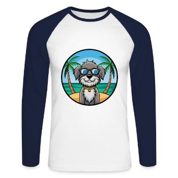 Schapendoes Chien Race Dessin Animé Lunettes de Soleil Plage - T-shirt baseball manches longues Homme - blanc/marine - Devant - Nik (191cm)