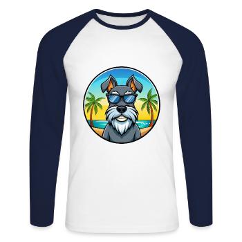 Standard Schnauzer Hunderasse Cartoon Sonnenbrille - Unisex Baseballshirt langarm - Weiß/Navy - Vorne - Nik (191cm)
