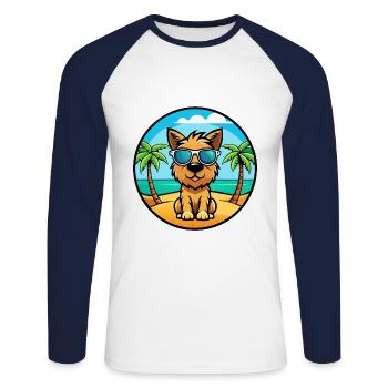 Tenterfield Terrier Hunderasse Cartoon Sonnenbrille - Unisex Baseballshirt langarm - Weiß/Navy - Vorne - Nik (191cm)