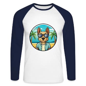 Thai Ridgeback Hund Rasse Cartoon Sonnenbrille Strand - Unisex Baseballshirt langarm - Weiß/Navy - Vorne - Nik (191cm)