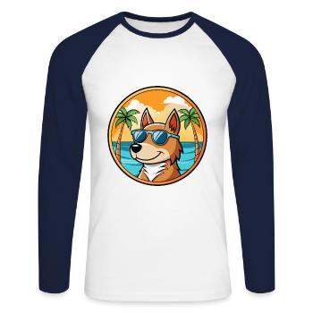 Lunettes de soleil uruguayennes Cimarron Dog Breed Cartoon - T-shirt baseball manches longues Homme - blanc/marine - Devant - Nik (191cm)