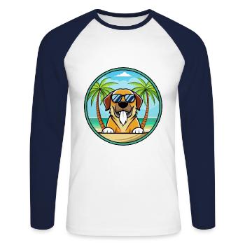 Spanish Mastiff Dog Breed Cartoon Sunglasses Beach - Unisex Long Sleeve Baseball T-Shirt - white/navy - Front - Nik (191cm)