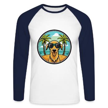 Sloughi Hunderasse Cartoon Sonnenbrille Strand - Unisex Baseballshirt langarm - Weiß/Navy - Vorne - Nik (191cm)