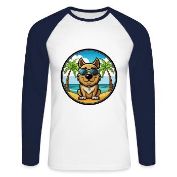 Tosa Hunderasse Cartoon Sonnenbrille Strand - Unisex Baseballshirt langarm - Weiß/Navy - Vorne - Nik (191cm)