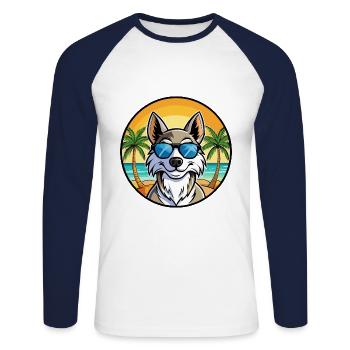 Tamaskan Dog Breed Cartoon Sunglasses Beach - Unisex Long Sleeve Baseball T-Shirt - white/navy - Front - Nik (191cm)