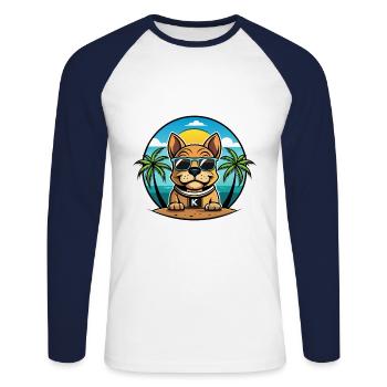 Kai Ken Hunderasse Cartoon Sonnenbrille Strand - Unisex Baseballshirt langarm - Weiß/Navy - Vorne - Nik (191cm)