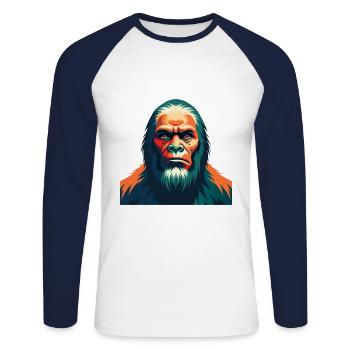 Big Foot Cartoon Character Colorful Pet Animal - Unisex Long Sleeve Baseball T-Shirt - white/navy - Front - Nik (191cm)