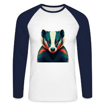 Dachs Zeichentrickfigur Buntes Haustier Tier - Unisex Baseballshirt langarm - Weiß/Navy - Vorne - Nik (191cm)