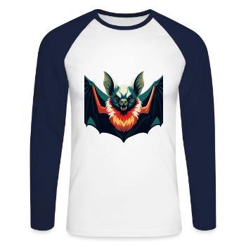 Fledermaus Cartoon Figur Buntes Haustier Tier - Unisex Baseballshirt langarm - Weiß/Navy - Vorne - Nik (191cm)
