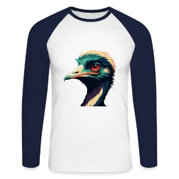 Emu Cartoon Figur Buntes Haustier Tier - Unisex Baseballshirt langarm - Weiß/Navy - Vorne - Nik (191cm)