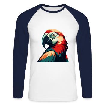 Papagei Cartoon Figur Buntes Haustier Tier - Unisex Baseballshirt langarm - Weiß/Navy - Vorne - Nik (191cm)