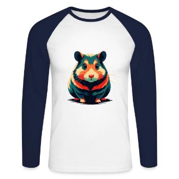 Hamster Cartoon Figur Buntes Haustier Tier - Unisex Baseballshirt langarm - Weiß/Navy - Vorne - Nik (191cm)