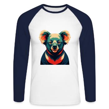 Koala Zeichentrickfigur Buntes Haustier Tier - Unisex Baseballshirt langarm - Weiß/Navy - Vorne - Nik (191cm)