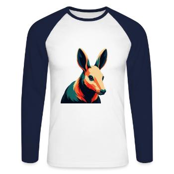 Aardvark Personnage De Dessin Animé Animal De Compagnie Coloré - T-shirt baseball manches longues Homme - blanc/marine - Devant - Nik (191cm)