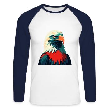 Adler Zeichentrickfigur Buntes Haustier Tier - Unisex Baseballshirt langarm - Weiß/Navy - Vorne - Nik (191cm)