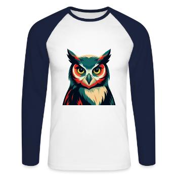 Eule Zeichentrickfigur Buntes Haustier Tier - Unisex Baseballshirt langarm - Weiß/Navy - Vorne - Nik (191cm)
