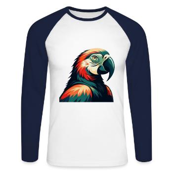 Papagei Cartoon Figur Buntes Haustier Tier - Unisex Baseballshirt langarm - Weiß/Navy - Vorne - Nik (191cm)