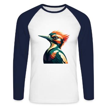 Specht Cartoon Figur Buntes Haustier Tier - Unisex Baseballshirt langarm - Weiß/Navy - Vorne - Nik (191cm)