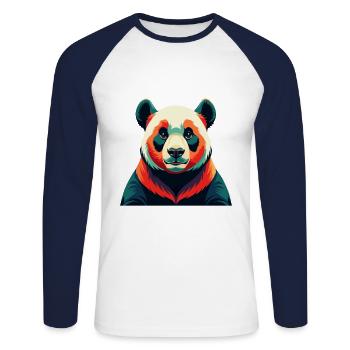 Panda Cartoon Character Colorful Pet Animal - Unisex Long Sleeve Baseball T-Shirt - white/navy - Front - Nik (191cm)