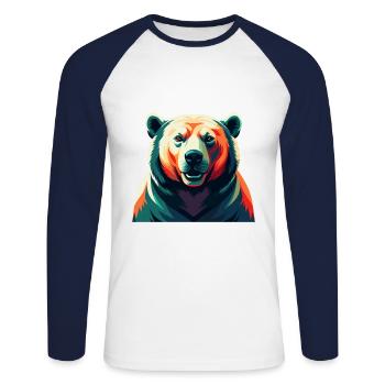 Eisbär Zeichentrickfigur Buntes Haustier Tier - Unisex Baseballshirt langarm - Weiß/Navy - Vorne - Nik (191cm)