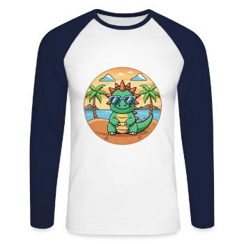 Dragon Lustige Cartoon Sommer Strand Sonnenbrille - Unisex Baseballshirt langarm - Weiß/Navy - Vorne - Nik (191cm)