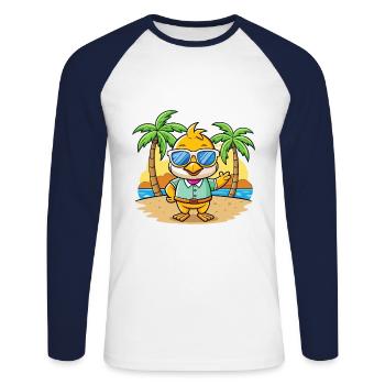 Lunettes de soleil de plage d’été de dessin animé drôle de canard - T-shirt baseball manches longues Homme - blanc/marine - Devant - Nik (191cm)