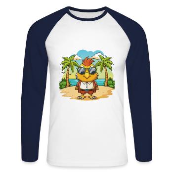 Hawk Lustige Cartoon Sommer Strand Sonnenbrille - Unisex Baseballshirt langarm - Weiß/Navy - Vorne - Nik (191cm)